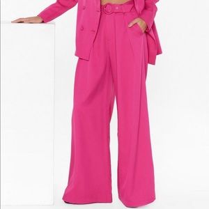 Nasty Gal On the Runway Belted Wide-Leg Pants